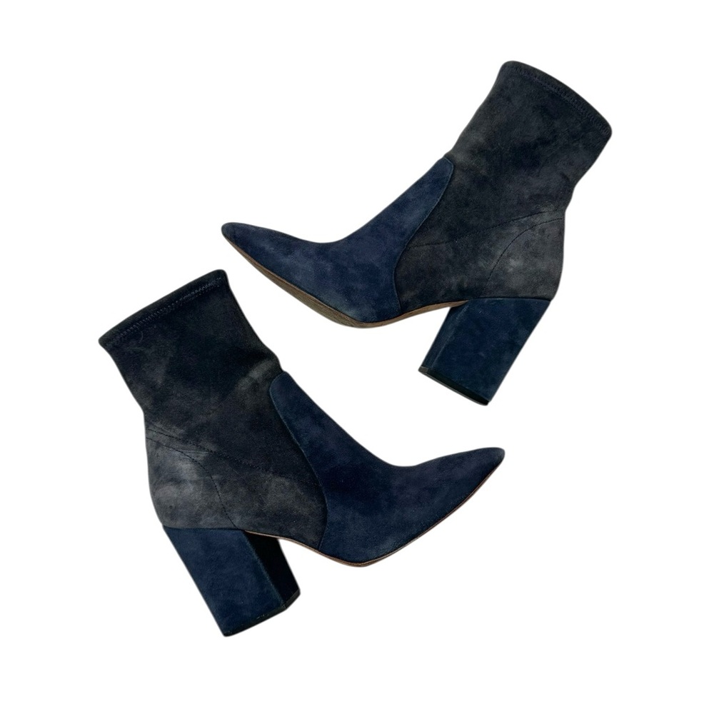 Loeffler Randall | Isla Stretch Suede Ankle Boot in Navy Blue 5.5